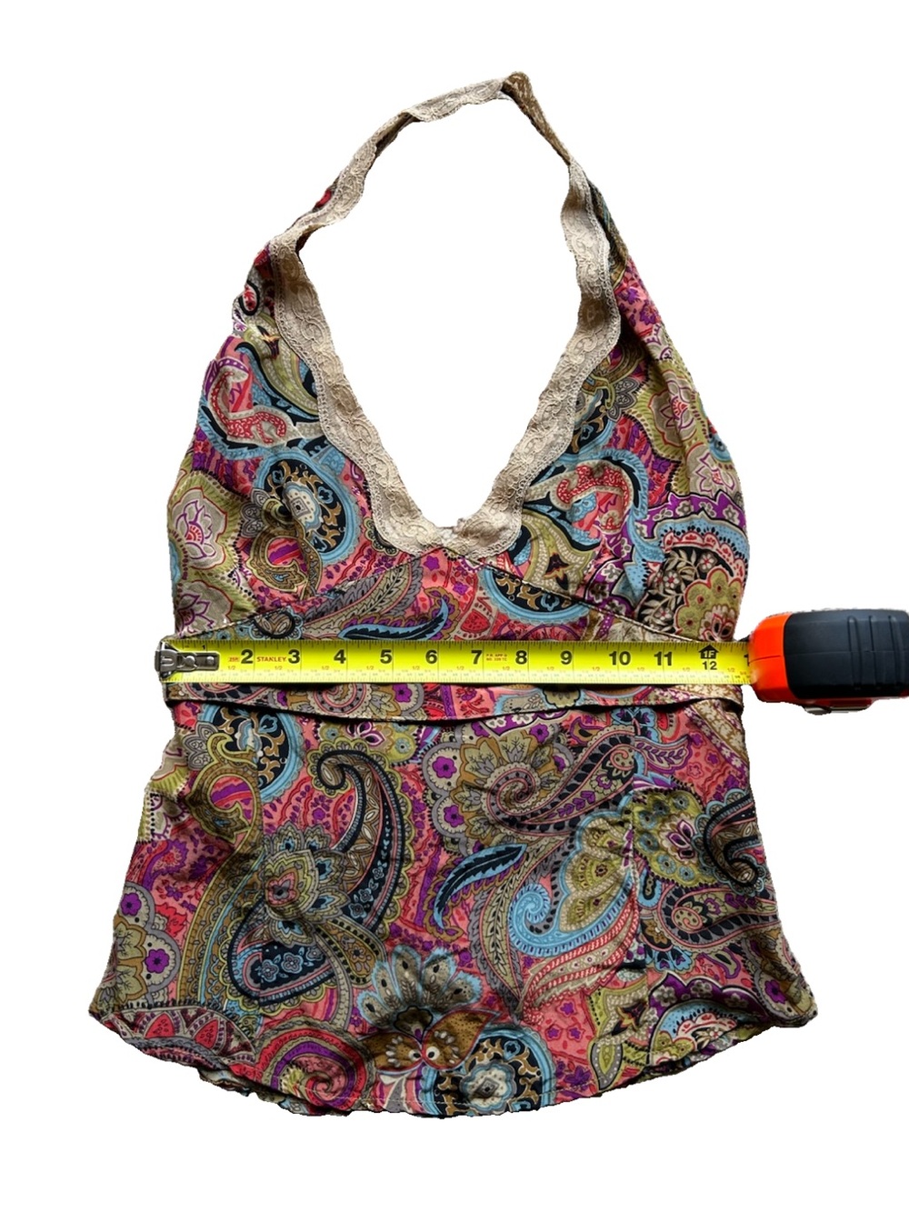 Vtg Y2K Bebe Silk Babydoll Top M Camisole Fairy Paisley Lace Boho Festival 2000s - Picture 8 of 9